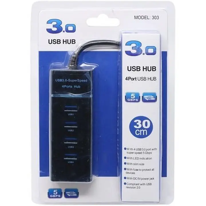 4 Port 3.0 USB Hub -USB Data Hub With Cable - Master